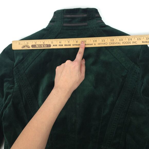 ELIE TAHARI Velvet Leather Military Jacket Boho French Girl Old Money Academia - Picture 7 of 12